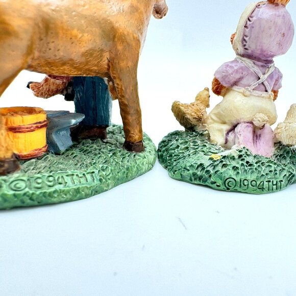 Miniature Vtg Rabbit Bunny Country Farm Easter Vtg THT 1991 Set of 4 Resin - Picture 10 of 13